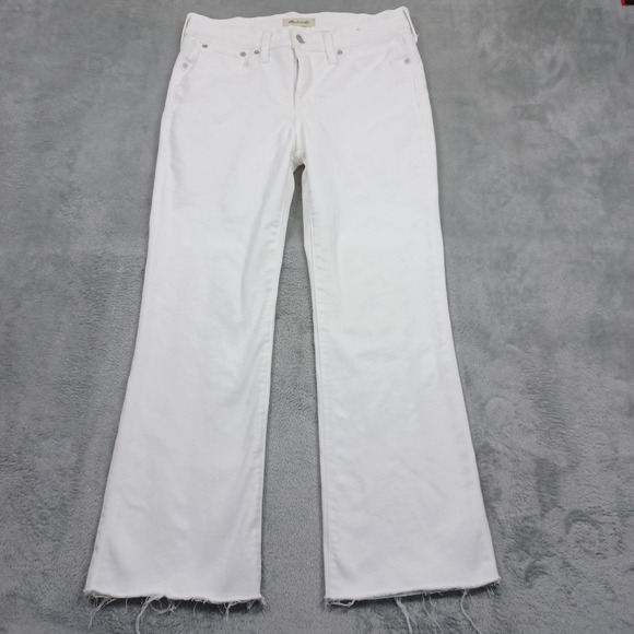 Madewell Denim - Madewell Jeans Womens 28 White Denim Preppy Mid Rise Kick Out Frayed